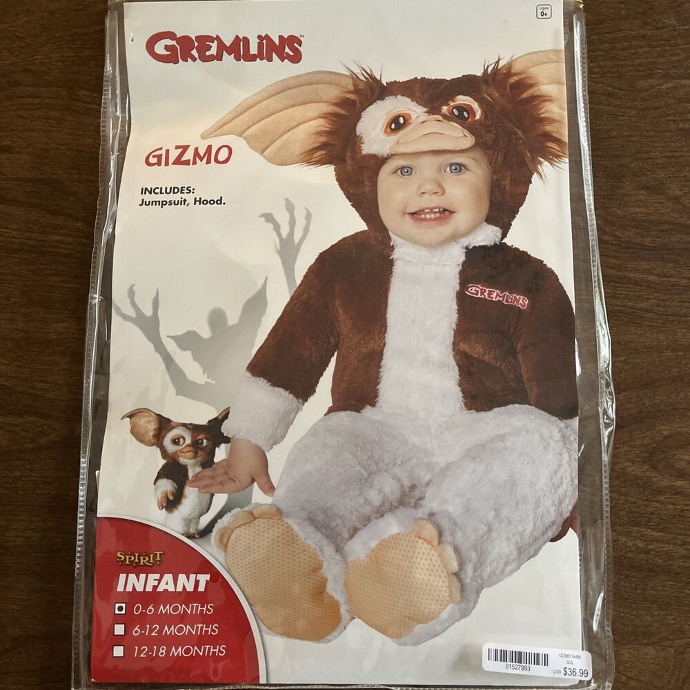 Gremlins Gizmo Infant 0-6 Months Full Body Halloween Costume Jumpsuit Hood 2pc